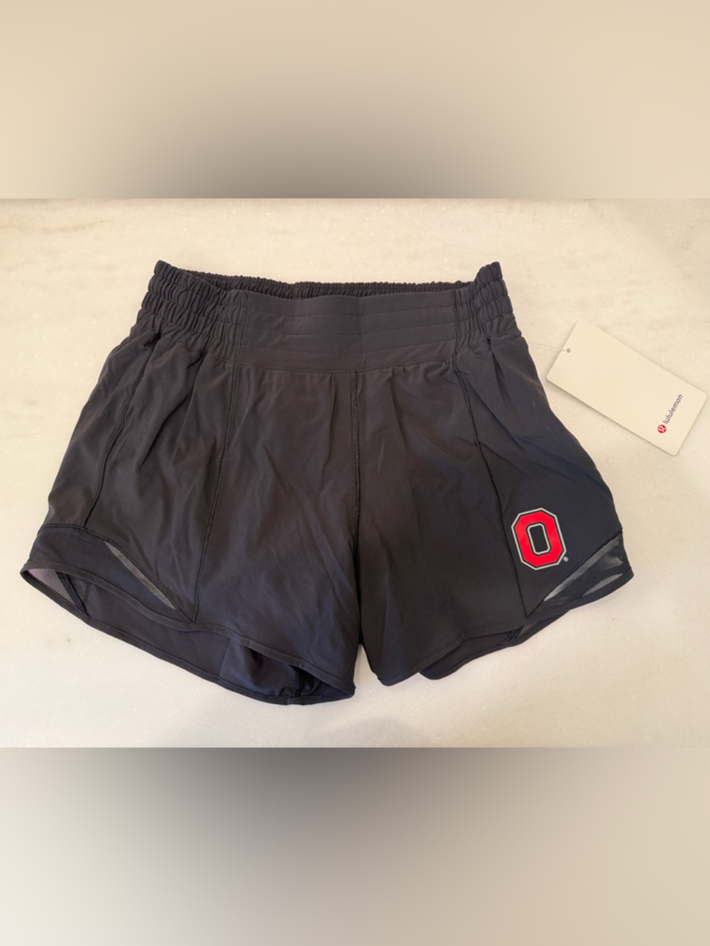 lululemon athletica Black Athletic Shorts with Red Logo